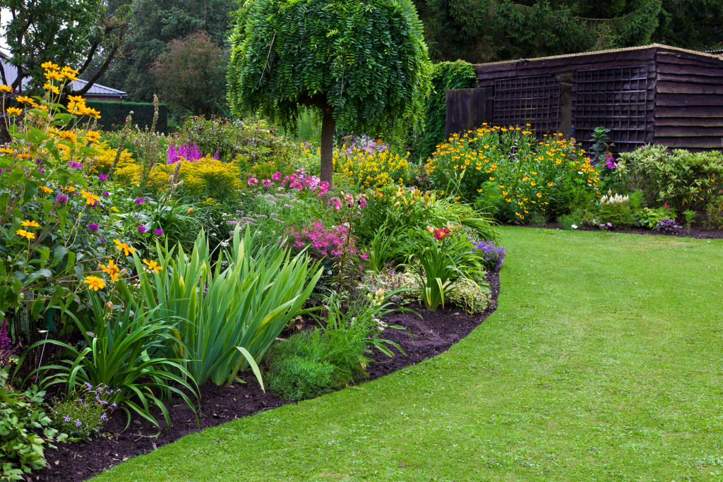 beautiful landscaped garden with flowers